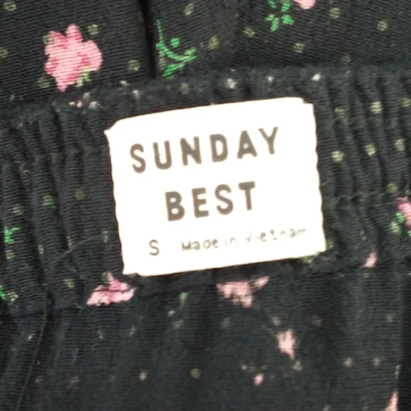 Aritzia Sunday Best Taggie Black Jumpsuit S Roses Floral Pull On Strapless - Picture 5 of 15